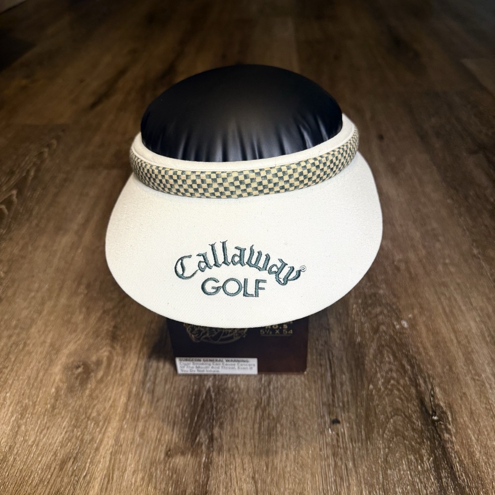 Vintage 80s 90s Callaway Golf Hat Visor Cap White Green Low Profile USA Made